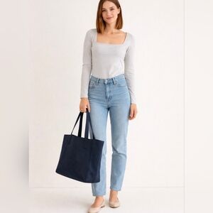 Babaton Contour Long Sleeve Square Neck Bodysuit Neutral Gray Stretch Top M